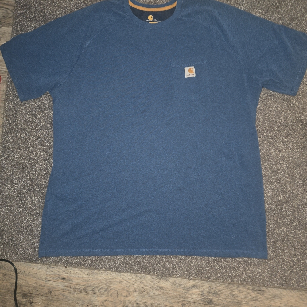 Carhartt Blue Short Sleeve Crew Neck Tee with Logo Patch